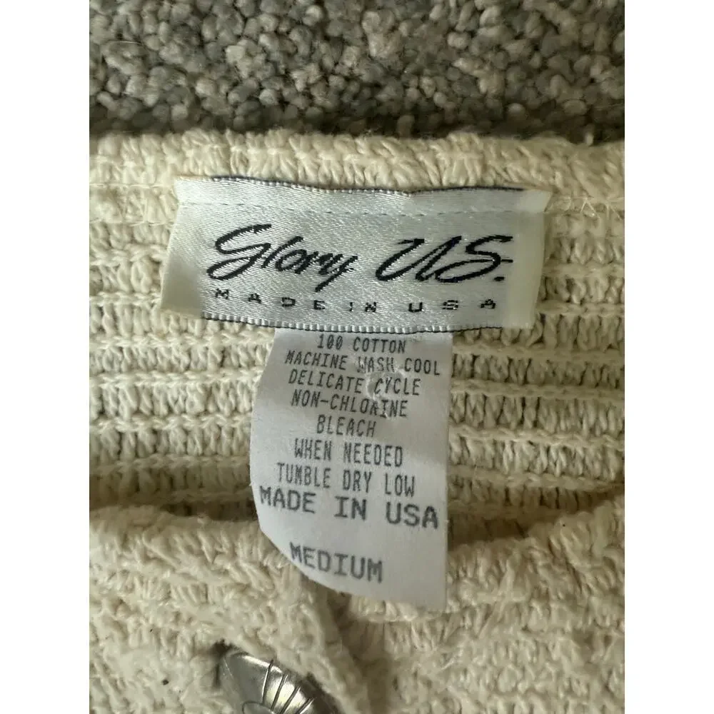 Glory USA cotton patterned fringe cropped shirt M